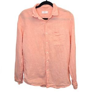 Uniqlo Salmon Button Down Linen Long Sleeve Comfort Casual Shirt M